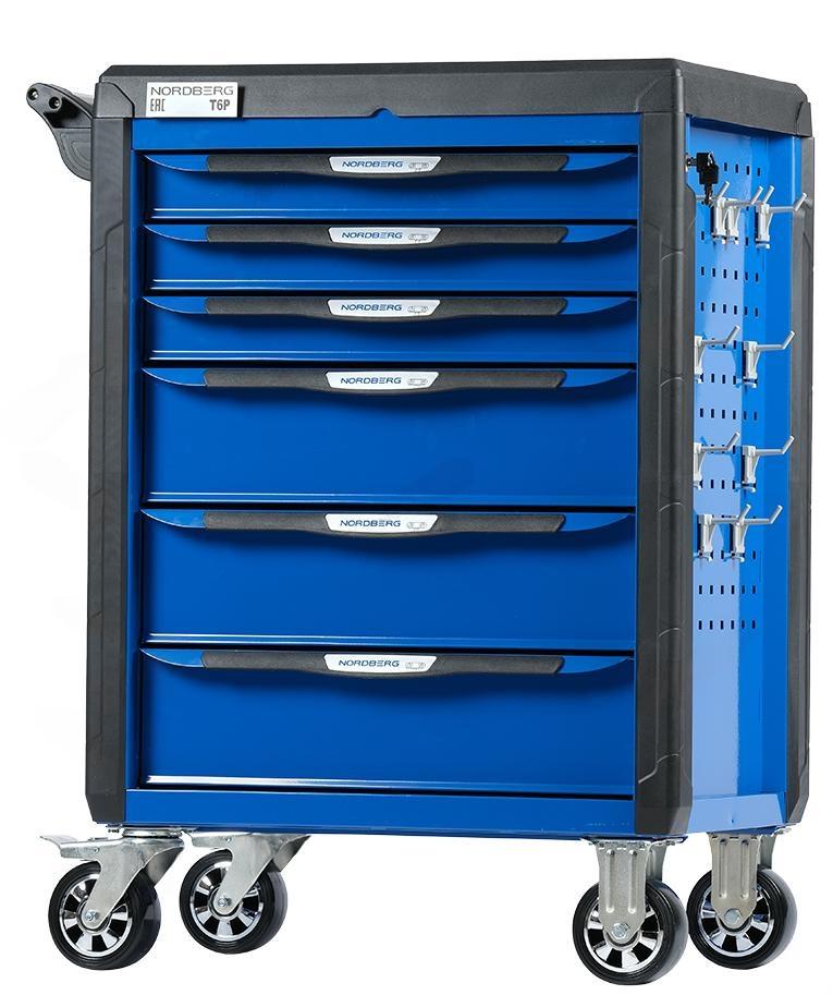 Тележка инструментальная, 6 выдвижных ящиков, с системой защиты от опрокидывания, синяя NORDBERG T6P(B) фото 2