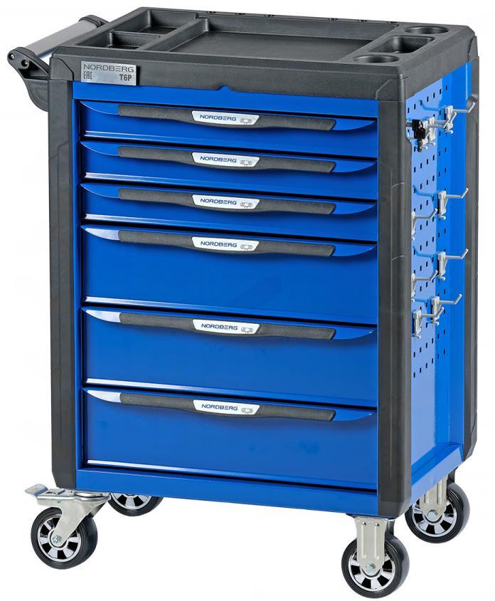 Тележка инструментальная, 6 выдвижных ящиков, с системой защиты от опрокидывания, синяя NORDBERG T6P(B) фото 1