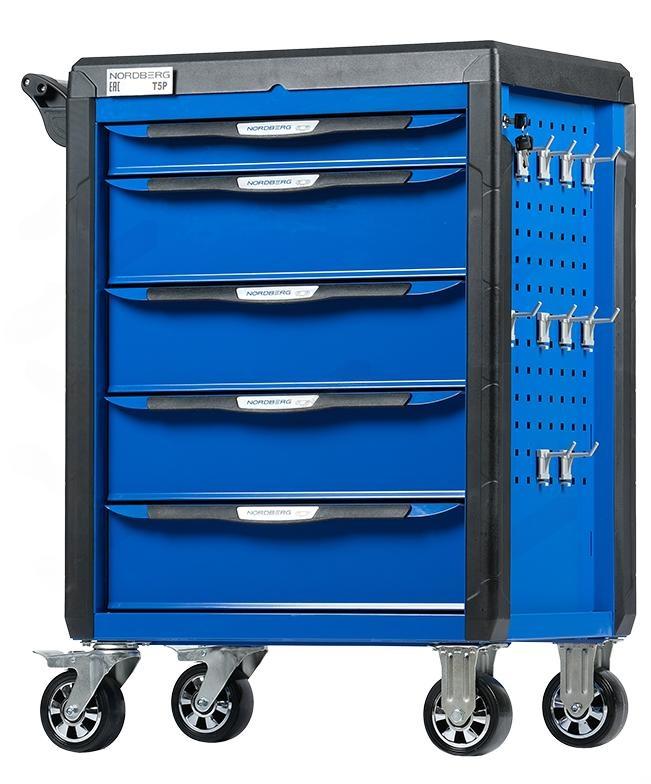 Тележка инструментальная, 5 выдвижных ящиков, с системой защиты от опрокидывания, синяя NORDBERG T5P(B) фото 2