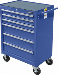 Тележка инструментальная для автосервиса с 6 ящиками синего цвета