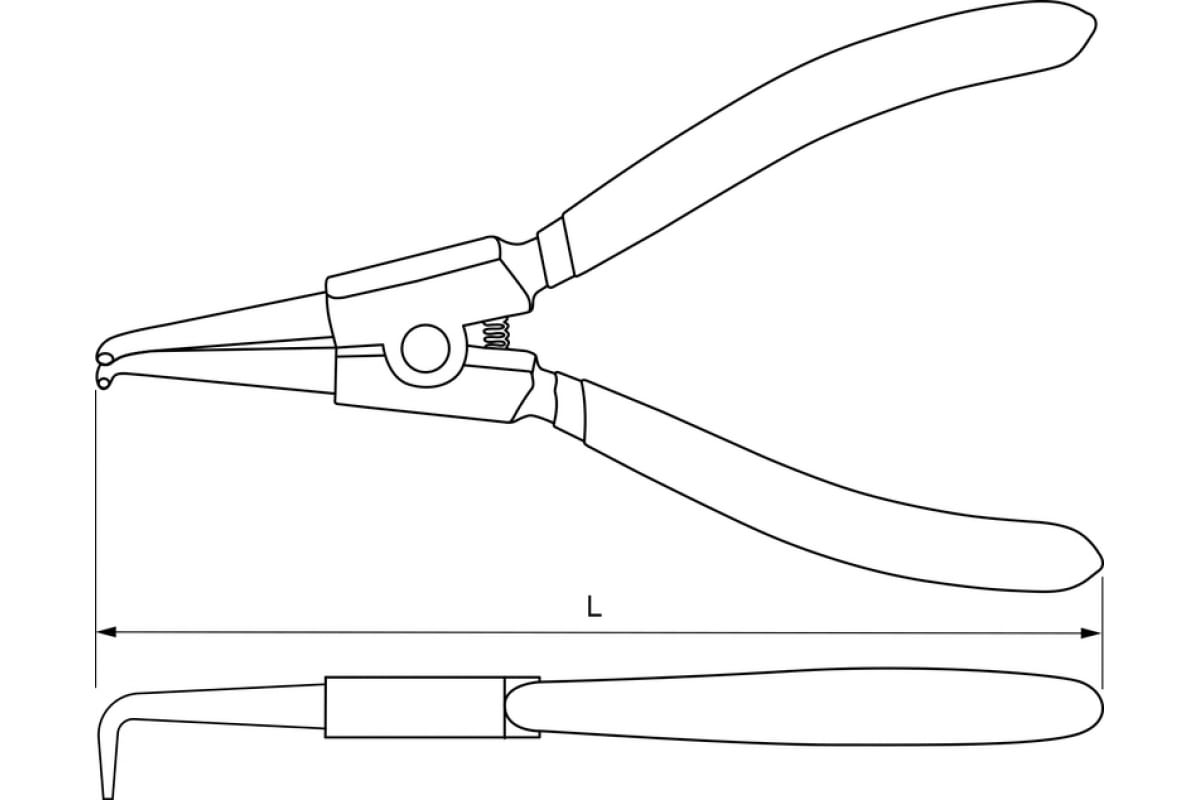 Щипцы для стопорных THORVIK ERBP180 загнутый разжим 180 мм 52191 фото 2
