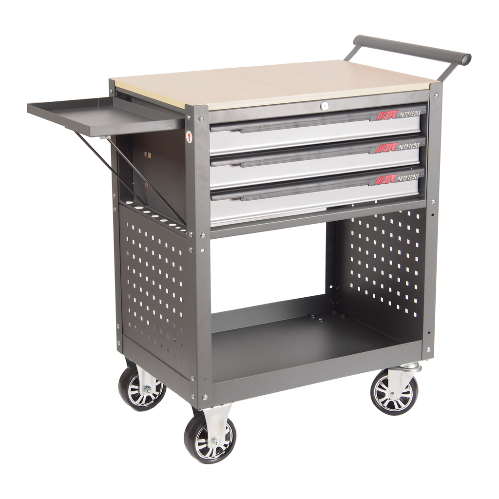 Тележка инструментальная 3 секции серая с открытым отсеком JTC фото 1