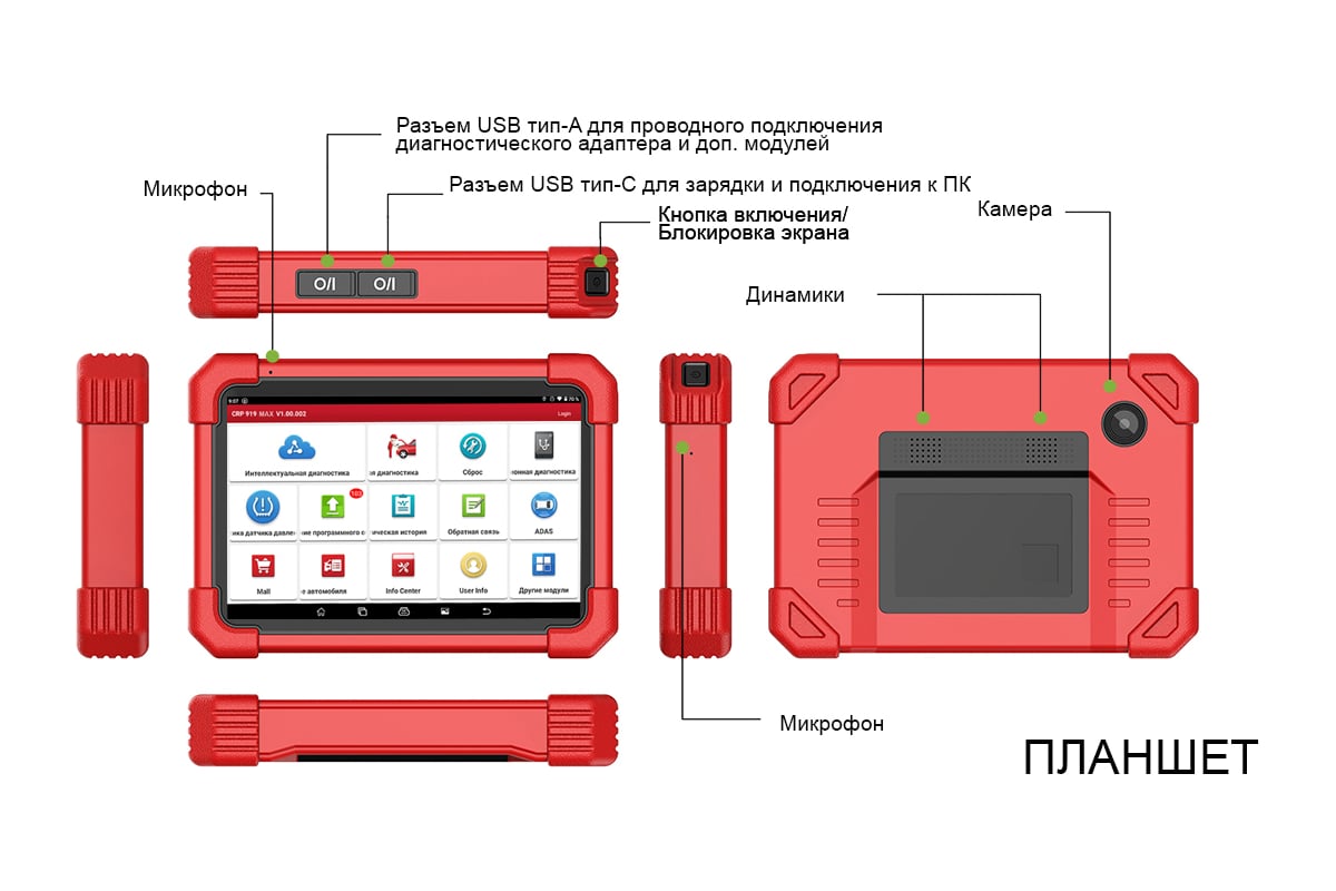 Диагностический мультимарочный сканер Launch CRP919 MAX LNC-190 фото 13
