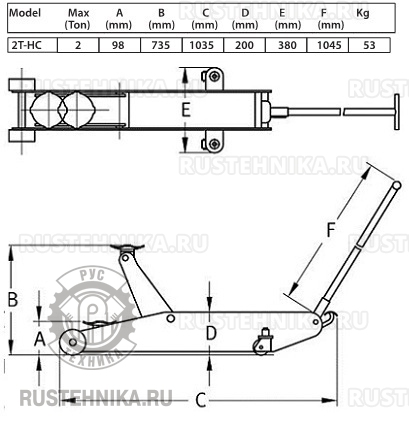 Домкрат подкатной гидравлический, г/п 2 т. Compac 2T-HC фото 8