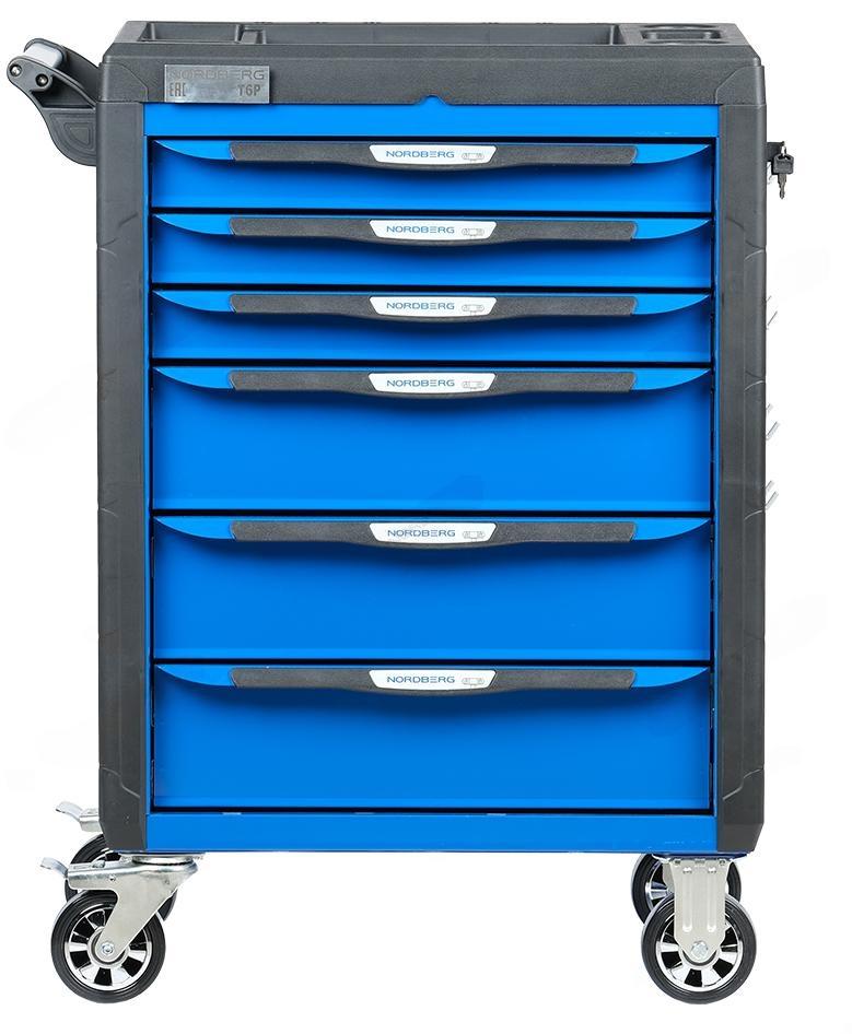 Тележка инструментальная, 6 выдвижных ящиков, с системой защиты от опрокидывания, синяя NORDBERG T6P(B) фото 3