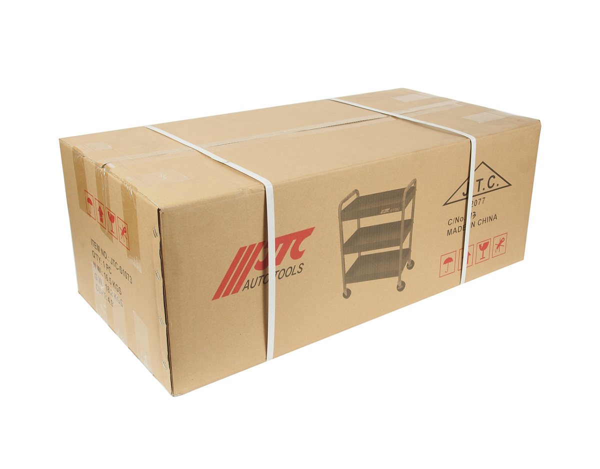 Тележка инструментальная 3 секции красная с открытым отсеком JTC фото 3