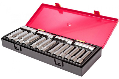 Набор глубоких шестигранных торцевых головок 1/2" 10-32мм 17шт JTC-K4171