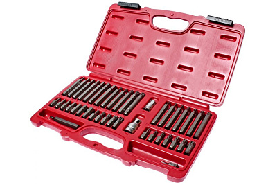 Набор 6-ти гранных бит 1/2" 3/8" HEX, TORX, SPLINE + 2 держателя, кейс (42 предмета) JTC 3933