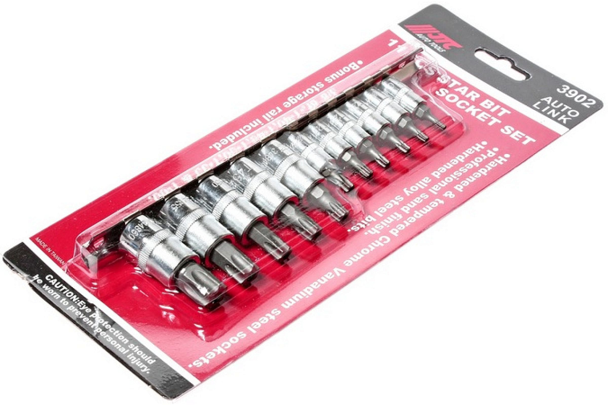 Набор торцевых головок 1/4"-3/8" TORX Т10Н-Т60Н с отверстием 11шт JTC-3902 фото 2