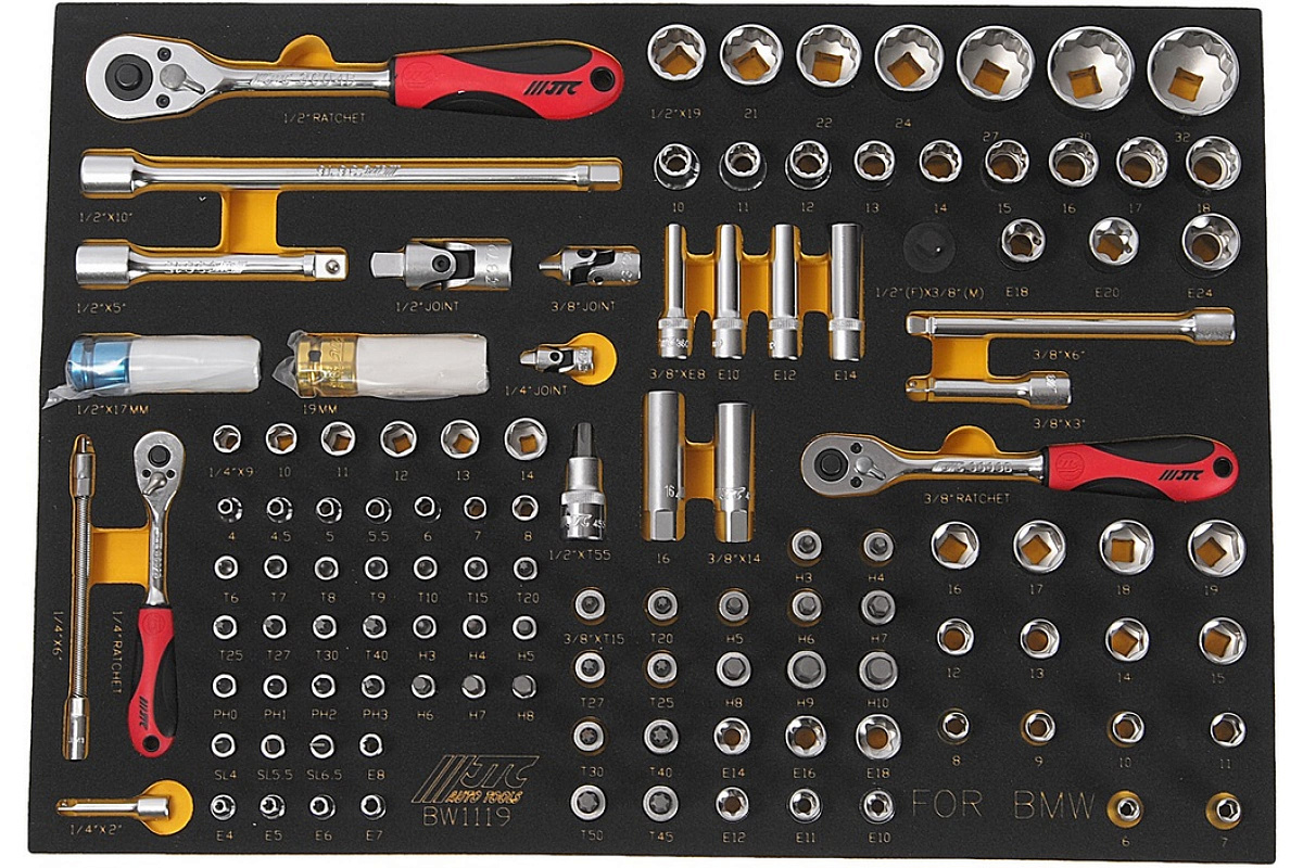 Универсальный набор инструмента, комплектация BMW в ложементе 119шт JTC-BW1119 фото 2