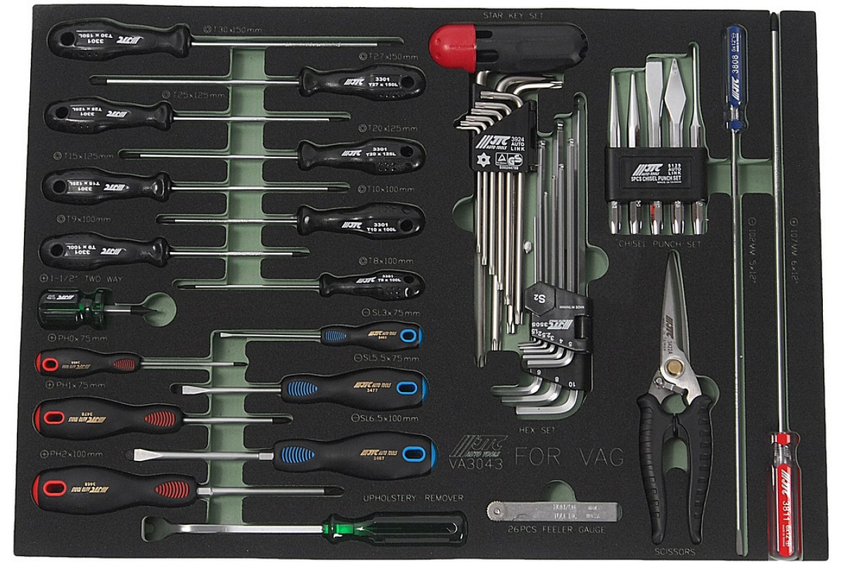 Универсальный набор инструмента, комплектация VAG, в ложементе 43шт JTC-VA3043 фото 2