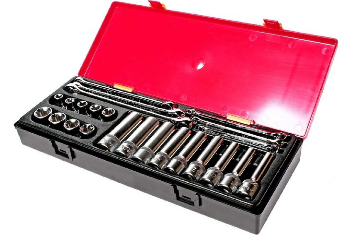 Набор инструментов TORX ключи E6-E24, головки E10-E24 в кейсе 24шт JTC-K4241 фото 1