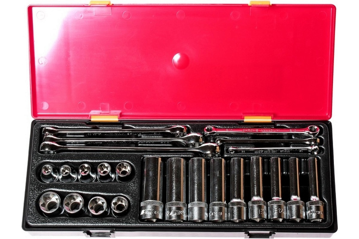 Набор инструментов TORX ключи E6-E24, головки E10-E24 в кейсе 24шт JTC-K4241 фото 2