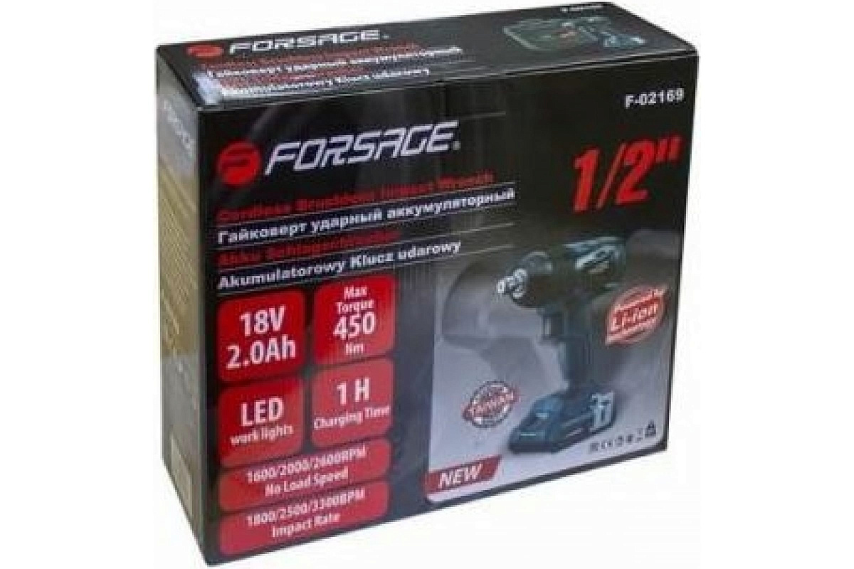 Аккумуляторный ударный гайковерт Forsage 1/2 в кейсе F-02169 фото 4