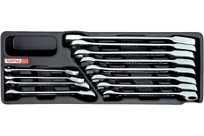 Набор комбинированных трещоточных ключей TOPTUL 8-19 мм, 12 предметов, в ложементе GAAT1205