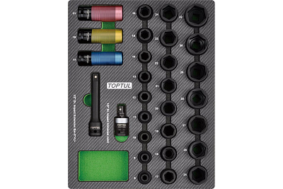 Набор ударных головок 8-32 мм, 1/2", 29 предметов в мягком ложементе TOPTUL GEB2902