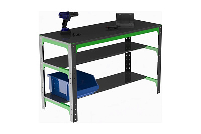 Металлический стол Металекс серия KIT 750x1000x500 мм, две полки 201025