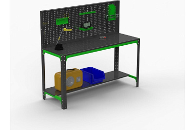 Металлический стол Металекс серия KIT 750x1500x400 мм, перфопанель с комплектом аксессуаров 201042