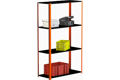 Стеллаж Металекс Metalex AIR 2200x1400x400 мм, 4 полки, оранжево-чёрный SMAOIV221440