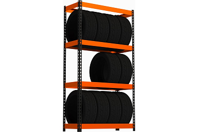 Стеллаж Металекс серия TIRES 2000x1800x500 мм, оранжево-чёрный SMTO201850