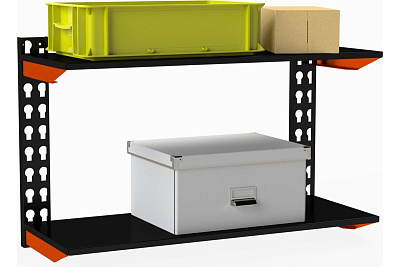 Модульный стеллаж Металекс серии FLY 500x700x200 мм, 2 полки, оранжево-черный 110002