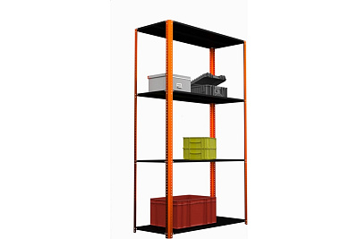 Стеллаж Metalex AIR 1800x1000x400 мм, 4 полки, оранжево-чёрный SMAOIV181040