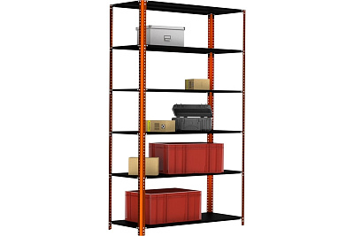 Стеллаж Metalex AIR 2000x1200x500 мм, 6 полок, оранжево-чёрный SMAOVI201250