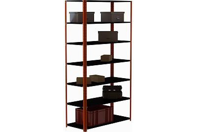 Стеллаж Metalex AIR 2200x1600x500 мм, 7 полок, оранжево-чёрный SMAOVII221650