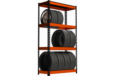 Стеллаж Metalex серия TIRES 2000x1800x600 мм, одна полка, оранжево-чёрный SMTIO201860