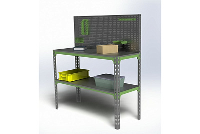 Стол-верстак 950x1500x500 (одна полка) + перфопанель с комплектом аксессуаров SVPIPRIA951550