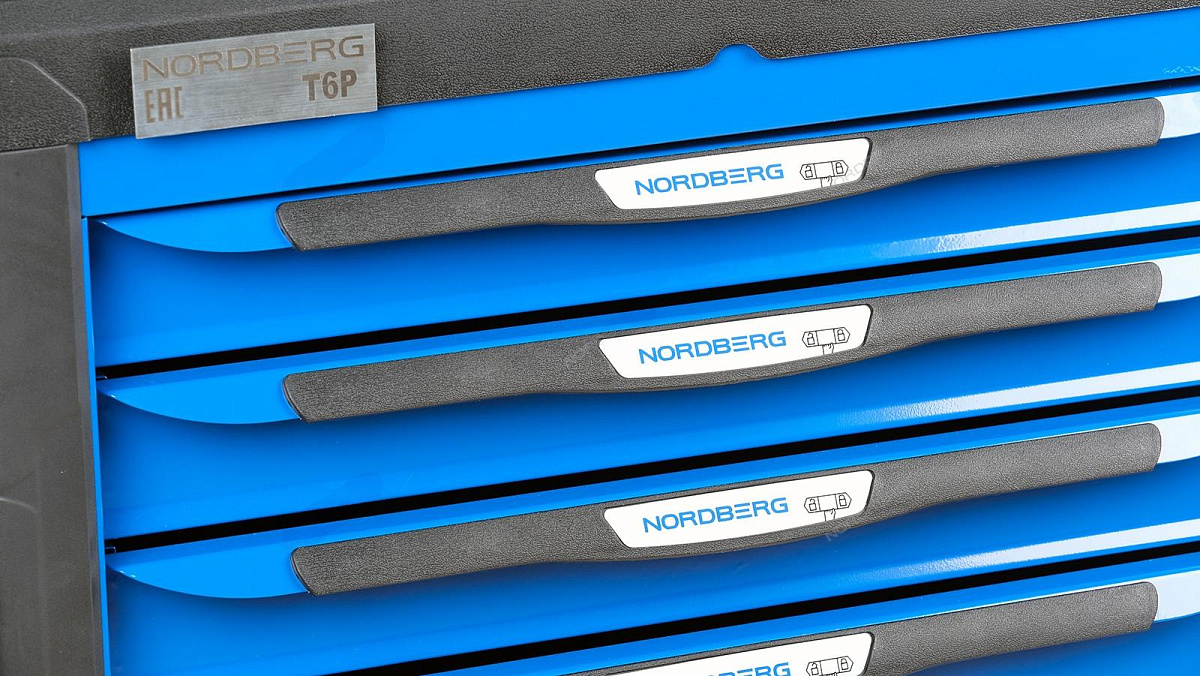 Тележка инструментальная, 6 выдвижных ящиков, с системой защиты от опрокидывания, синяя NORDBERG T6P(B) фото 16