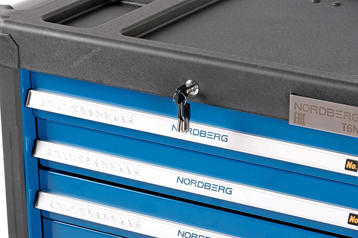 Тележка инструментальная, 6 выдвижных ящиков, синяя NORDBERG T6N(B) фото 7
