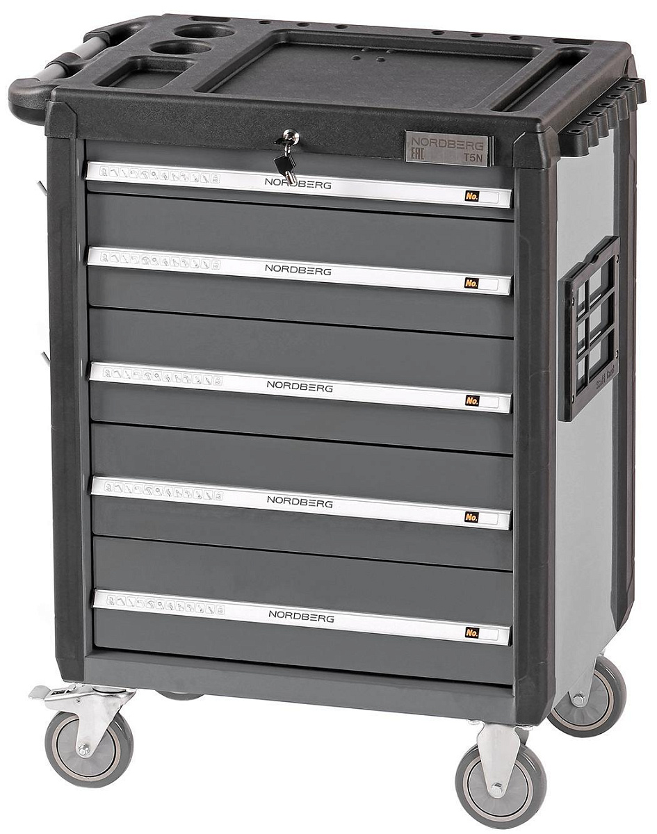 Тележка инструментальная, 5 выдвижных ящиков, серая NORDBERG T5N(G) фото 1