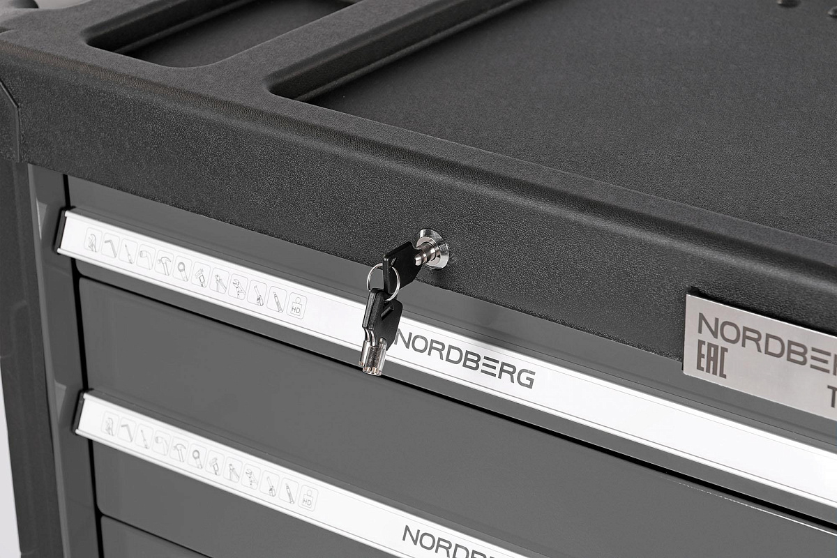 Тележка инструментальная, 5 выдвижных ящиков, серая NORDBERG T5N(G) фото 8