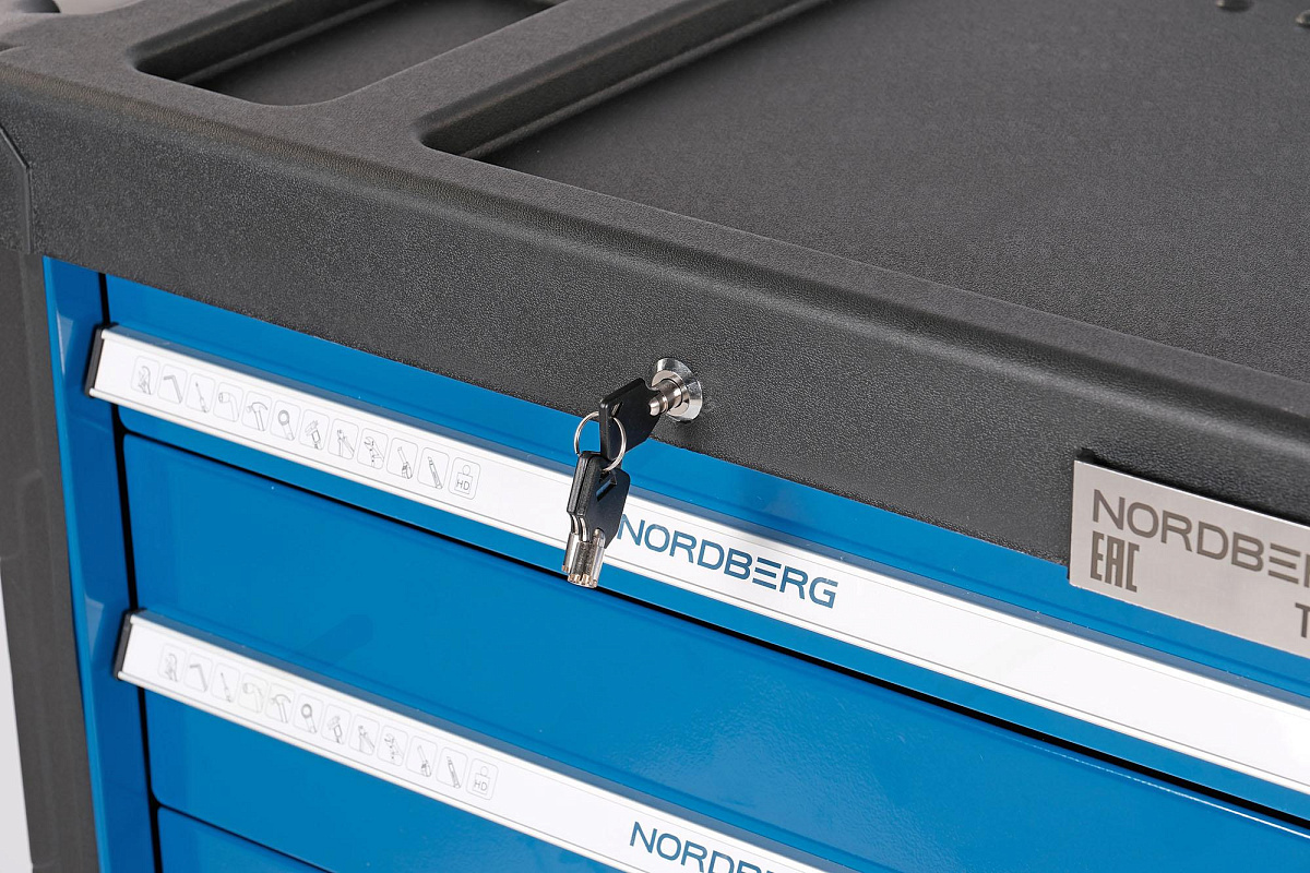 Тележка инструментальная, 5 выдвижных ящиков, синяя NORDBERG T5N(B) фото 8