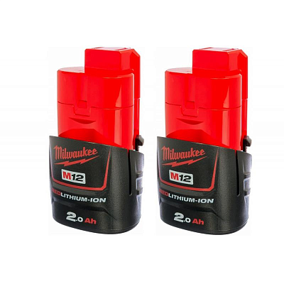 Комбо комплект аккумулятор Milwaukee M12 B2 2.0 Ач 2шт 4932432024