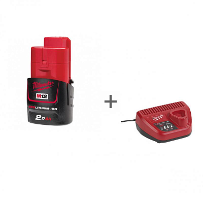 Комбо комплект аккумулятор Milwaukee M12 B2 2.0 Ач + зарядное устройство Milwaukee C12 C 4933451927