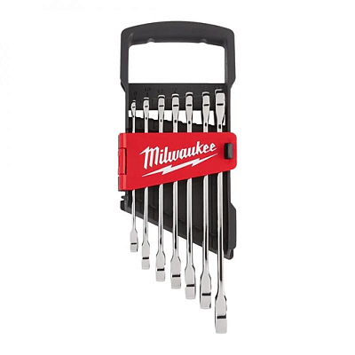 Набор гаечных ключей метрических Milwaukee Max Bite с трещоткой (7шт) 7 PC MAXBITE RATCHET METRIC COMBINATION SPANNER SET - 1 PC 4932464993