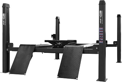 Четырехстоечный подъемник KraftWell г/п 4000 кг, платформы для сход-развала, траверса, серый, длина платформ до 4200 мм KraftWell KRW4WB