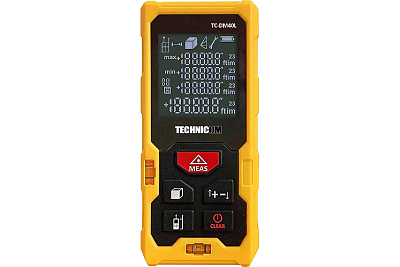 Лазерный дальномер TECHNICOM дальность 40м, цифровой угломер, четырёхстрочный дисплей, цвет лазера красный, 2 точки отсчёта TC-DM40L