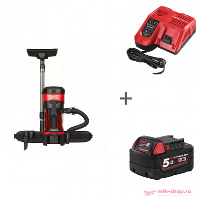 Аккумуляторный ранцевый пылесос Milwaukee M18 FUEL FBPV-0 + Зарядное устройство M12-18 FC + Аккумулятор M18 B5 4933464483, 4932451079, 4932430483