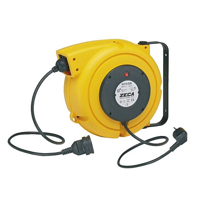 Катушка кабельная 14+1 метр, 220 В, кабель 3 жилы, пластиковый корпус, ZECA 4315/GS