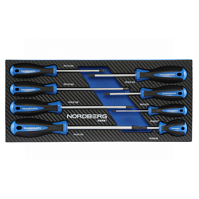 Набор отверток крестовых в ложементе, 8 предметов NORDBERG 300008T