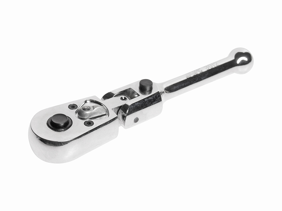 Ключ трещотка 1/4" 45 зубьев 124мм шарнирныйс фиксацией укороченный металлическая рукоятка JTC фото 1