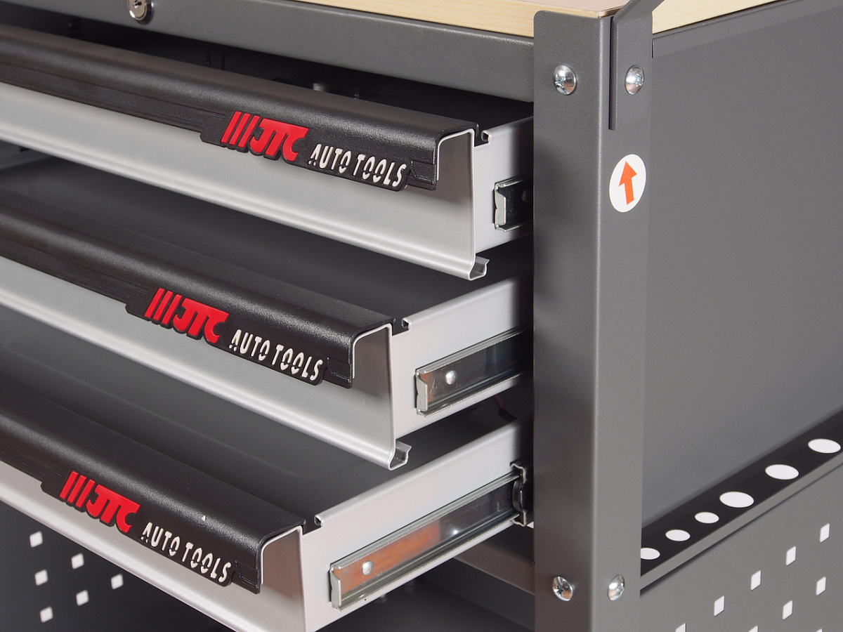 Тележка инструментальная 3 секции серая с открытым отсеком JTC фото 4